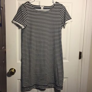 Jcrew factory navy blue and white striped dress
